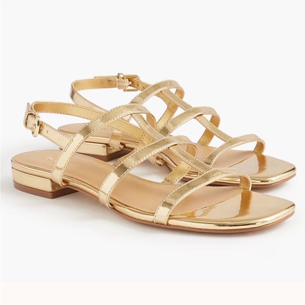 NWT J. Crew light gold Caged ankle-strap sandals Size 8 - Picture 10 of 11